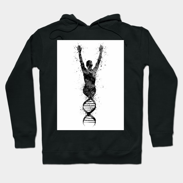 Human DNA Black and White Genetics Gift Hoodie by LotusGifts